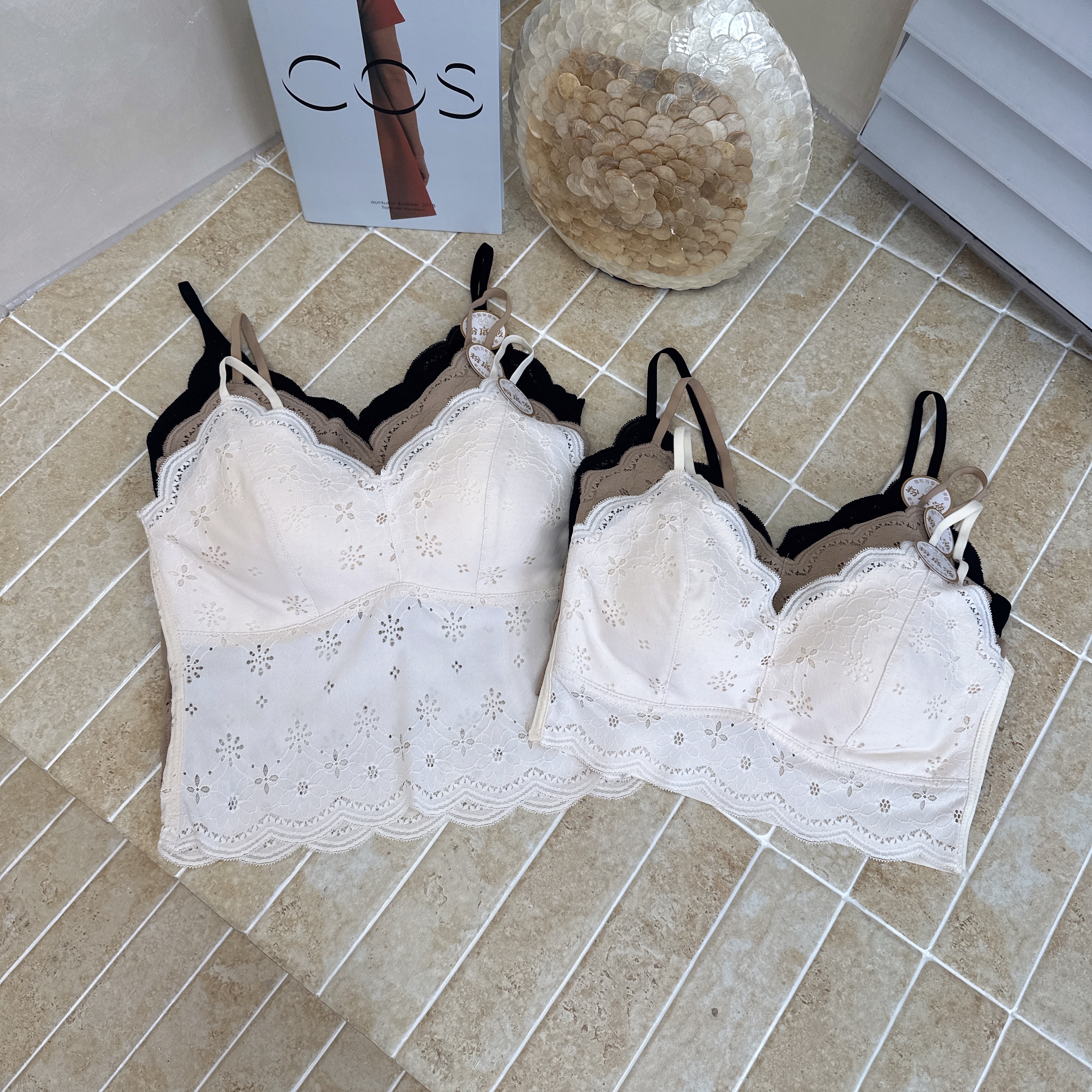【ZMMY严选私服】新款舒适蕾丝花边固定杯裹胸背心5122306