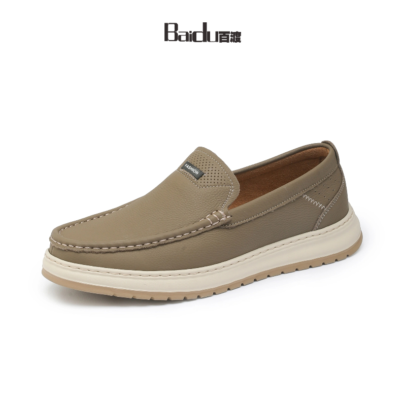 【复古商务皮鞋】Baidu百渡2025新款秋季男士一脚蹬休闲舒适软底鞋