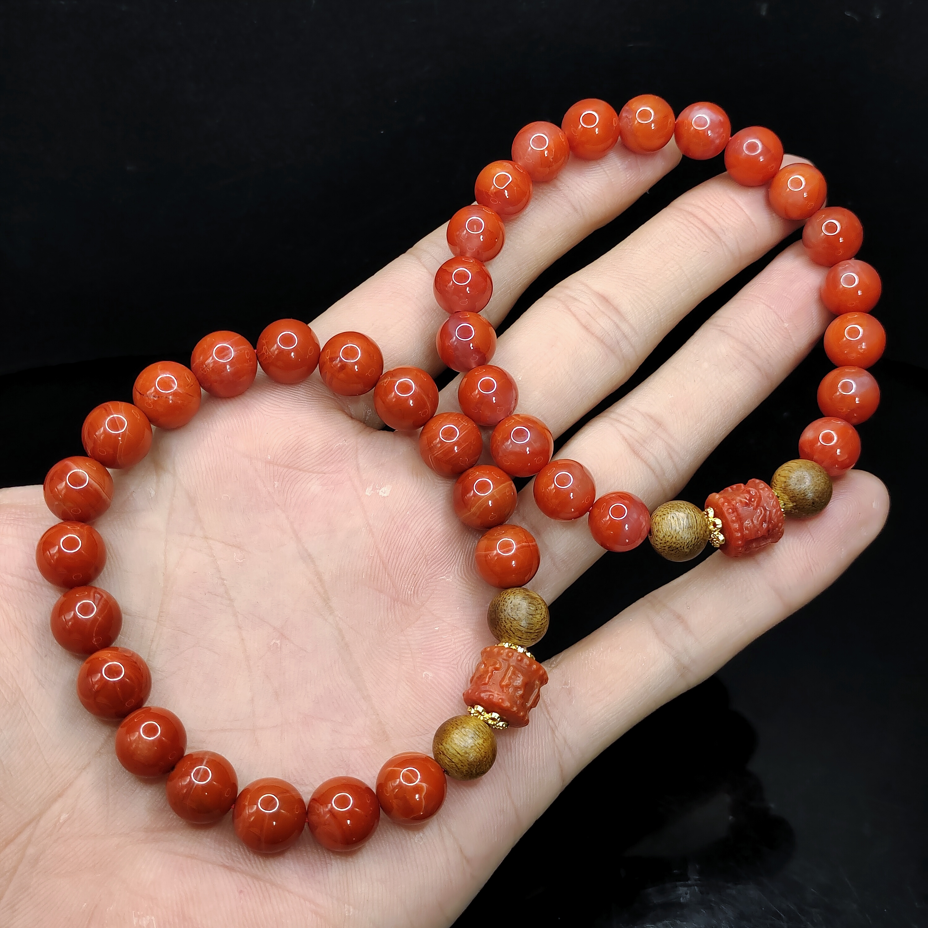 【老三珠宝】南红DIY单圈手串Z2【多样性发其一】约9mm+