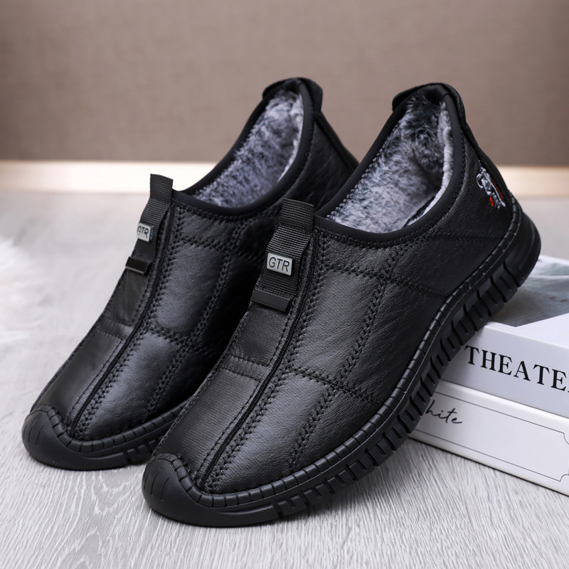 冬季老北京布鞋男款二棉鞋加绒加厚保暖一脚蹬防滑爸爸鞋休闲男鞋