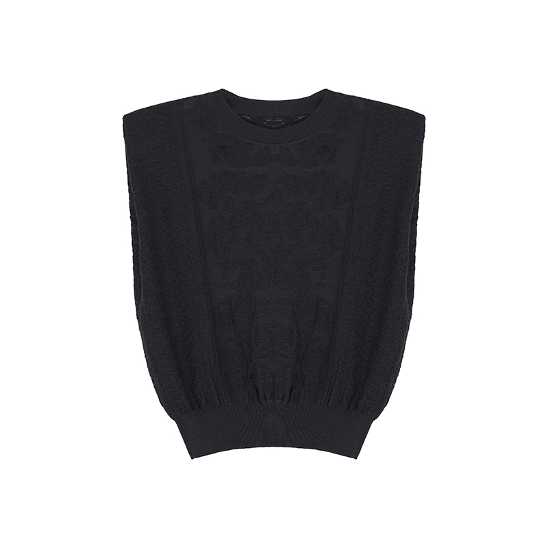 DENGDAHA「风琴独奏」夏季时尚镂空针织衫套头上衣无袖马甲背心L320