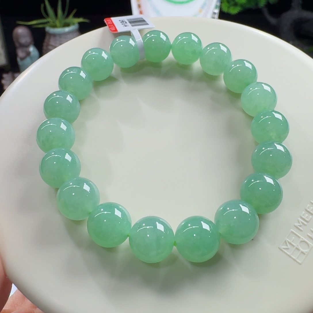 翡翠未镶嵌手链冰胶葡萄绿单圈10mm