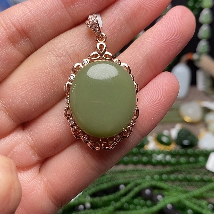 和田玉银S925镶嵌颈饰