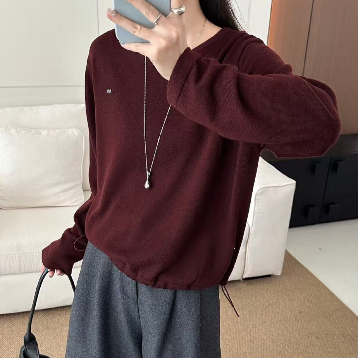 0758意凡女针织毛针织衫韩系甜美针织开衫长袖时尚毛衣纯色