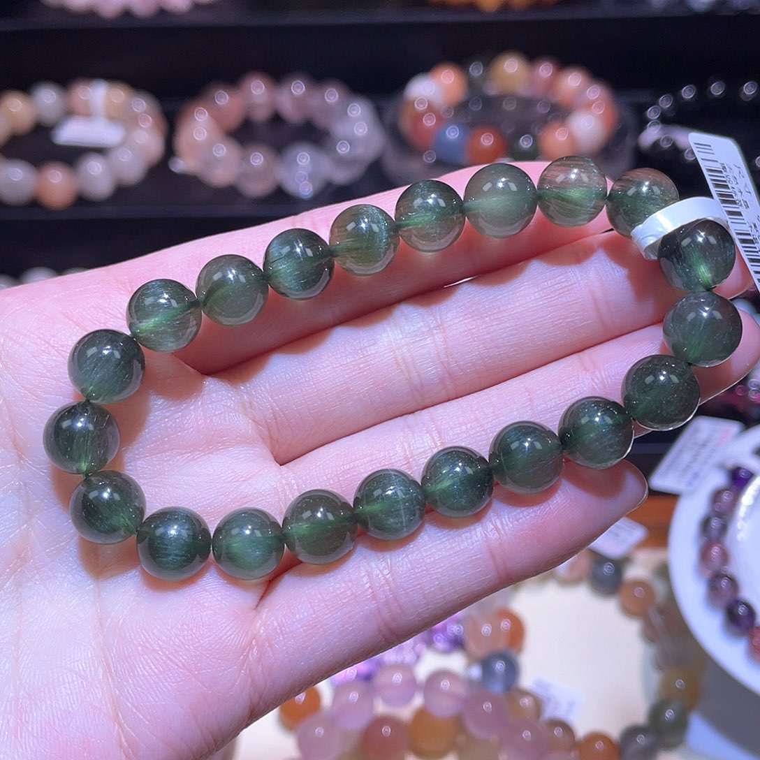 水晶手链未镶嵌绿发晶手链，晶体通透9.2