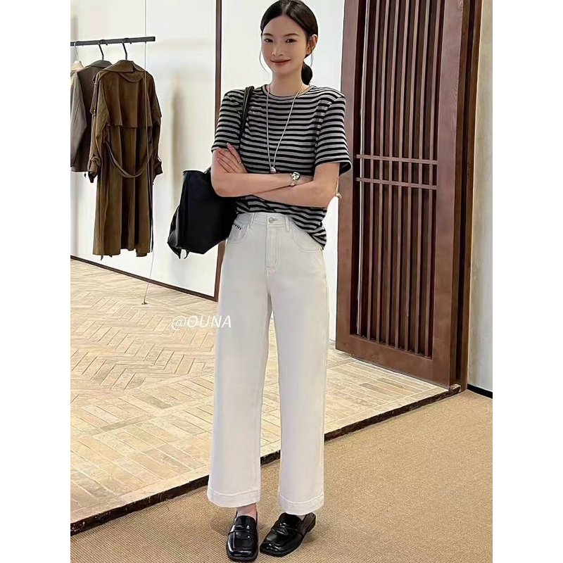 【5766】ouna家牛仔 秋季四面弹  九分直筒奶奶裤