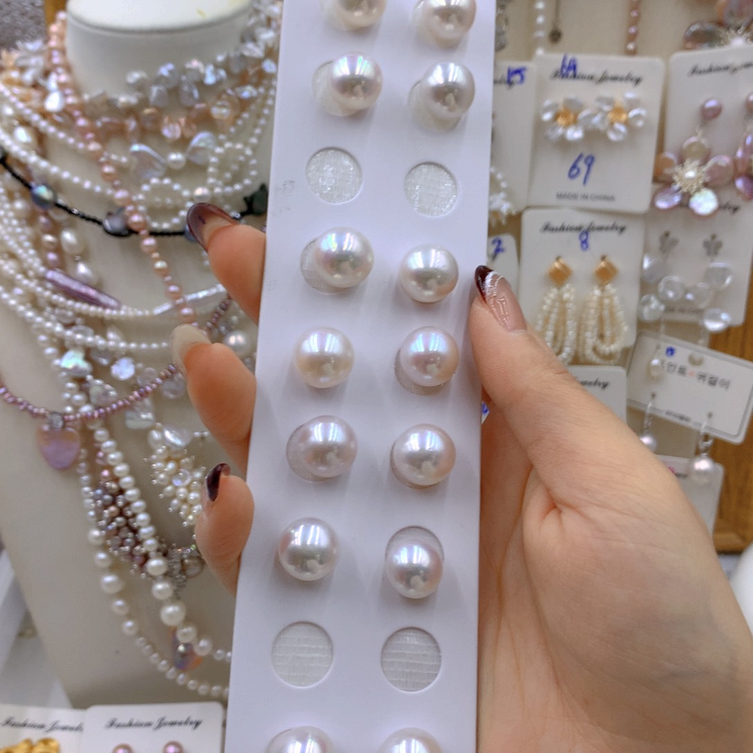 淡水珍珠耳饰银S925镶嵌