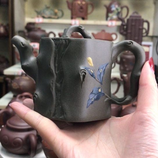 紫砂茶壶别****速青段树桩壶