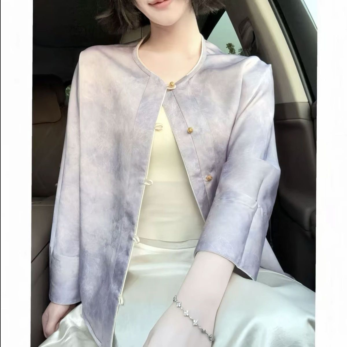 【荷塘月色】双面穿新中式防晒外套显白上衣气质盘扣女装长袖宽松
