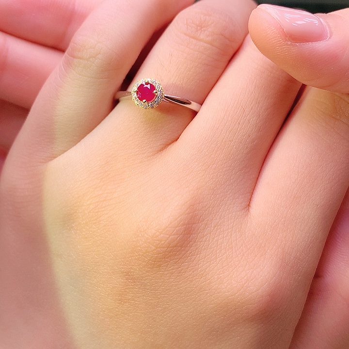 银S925镶嵌戒指红宝石