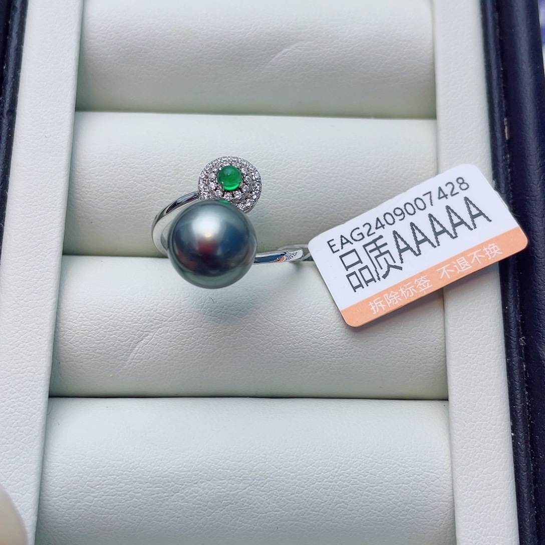 银S925镶嵌海水珍珠戒指w27