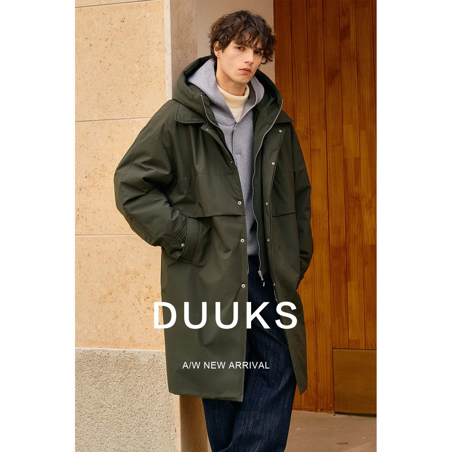 假两件防风连帽中长款羽绒服男2025冬季新款高级感保暖外套75522