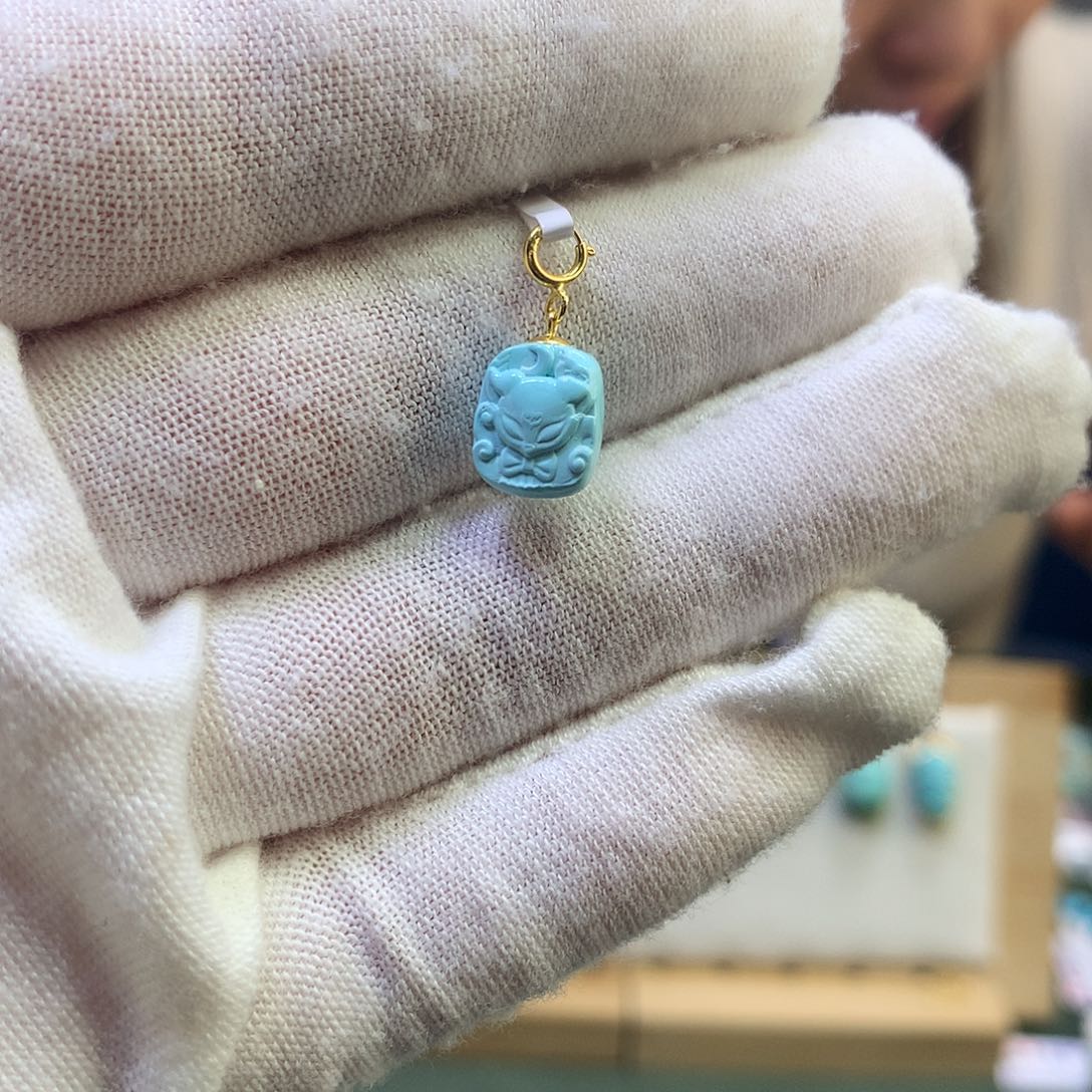 绿松石滴流18K金镶嵌