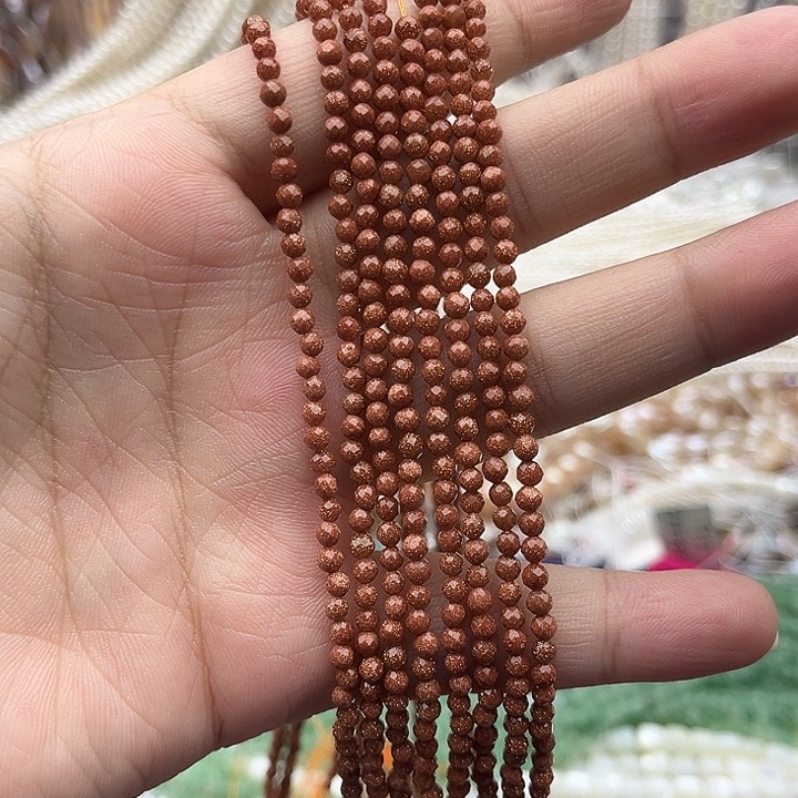 未镶嵌玛瑙/玉髓珠宝半成品一条3mm左右金沙石刻面