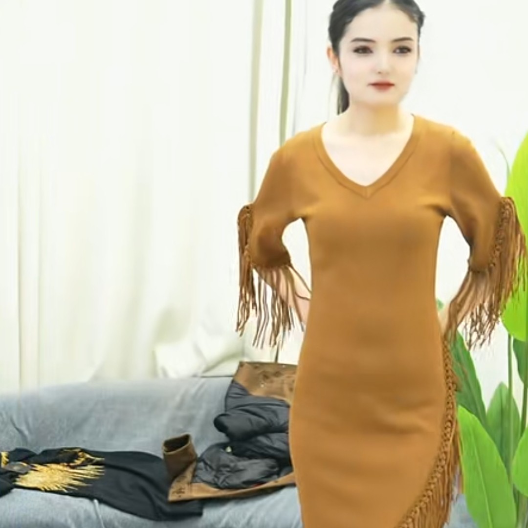 新款时尚显瘦气质百搭女士中长款洋气连衣裙99188