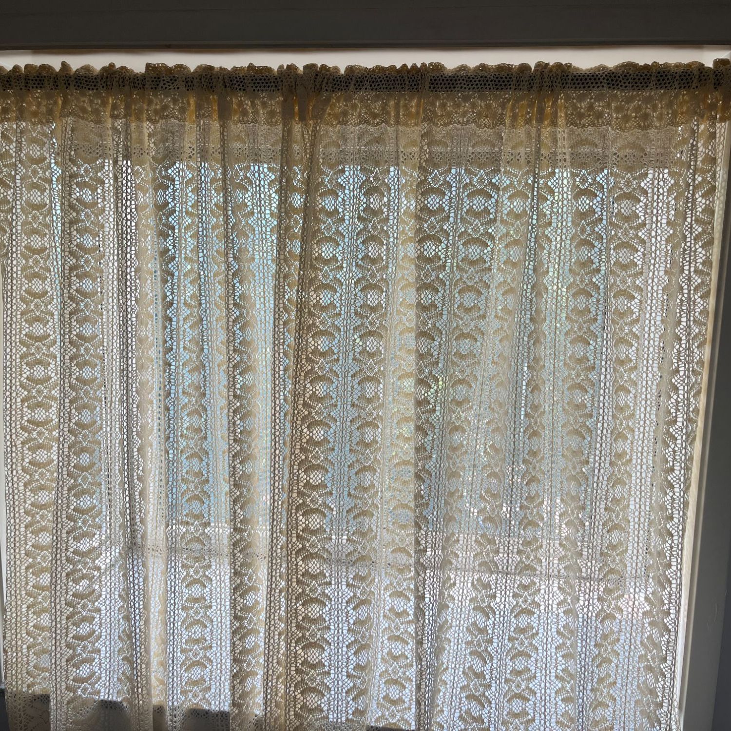 米色（宽140*高180厘米）（140*240厘米）钩花门帘窗帘