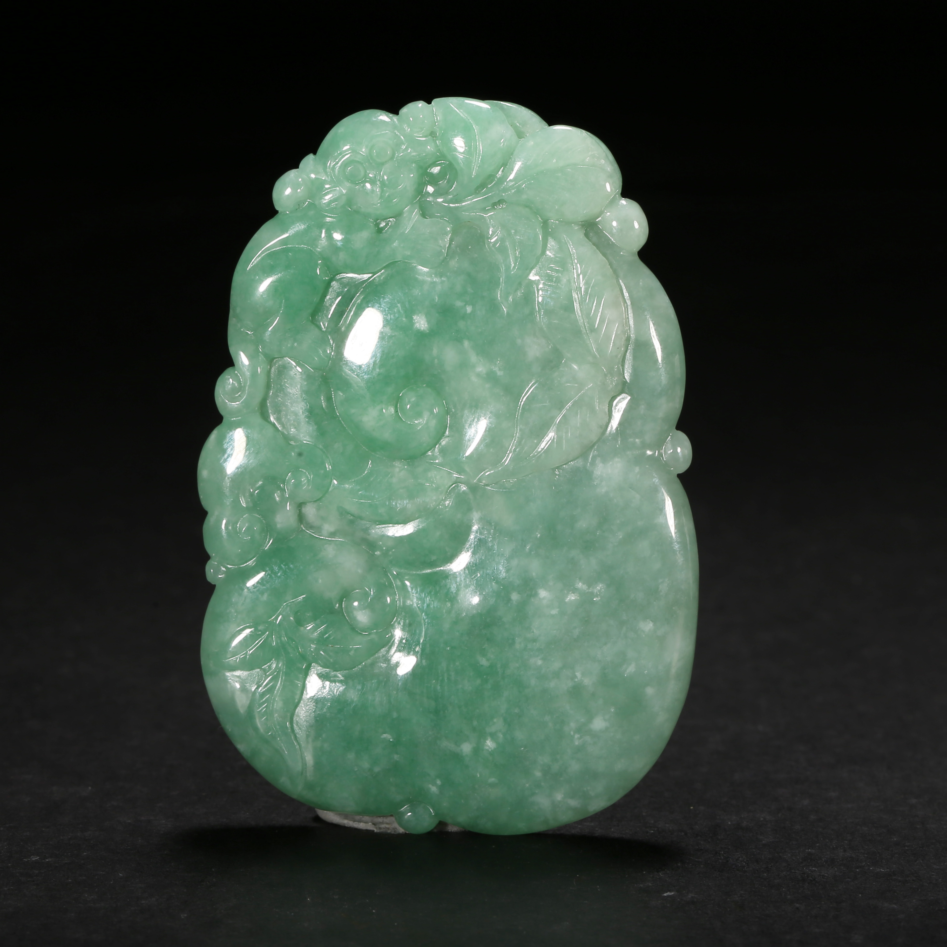 清代*灵猴献寿翡翠牌/13XQ3431/翡翠【北京文博】