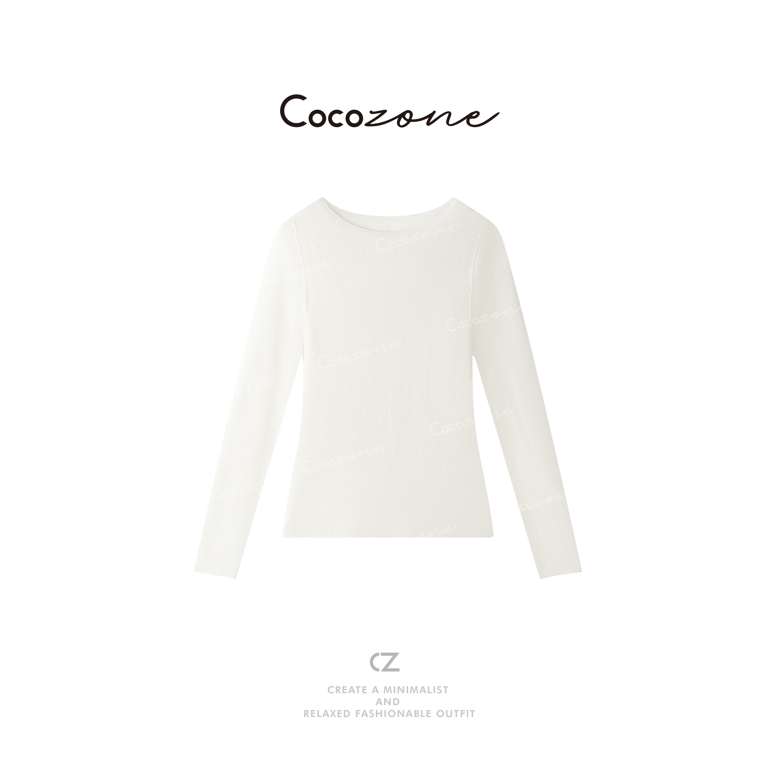 COCO ZONE 刘一一 "鱼骨纹打底”岛精18针毛织上衣 CD2A2053