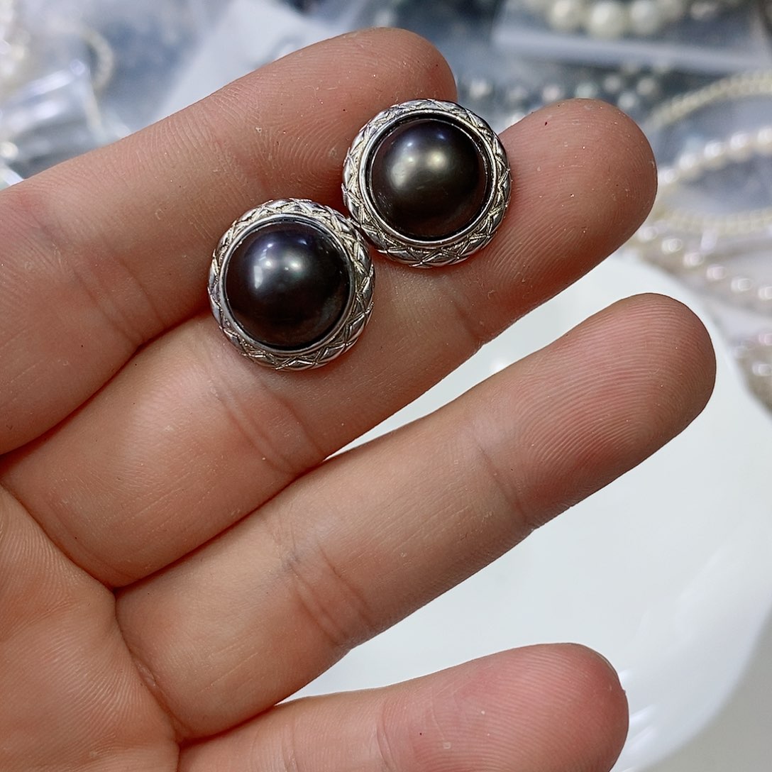 拼合珍珠（马贝珠）耳饰银S925镶嵌