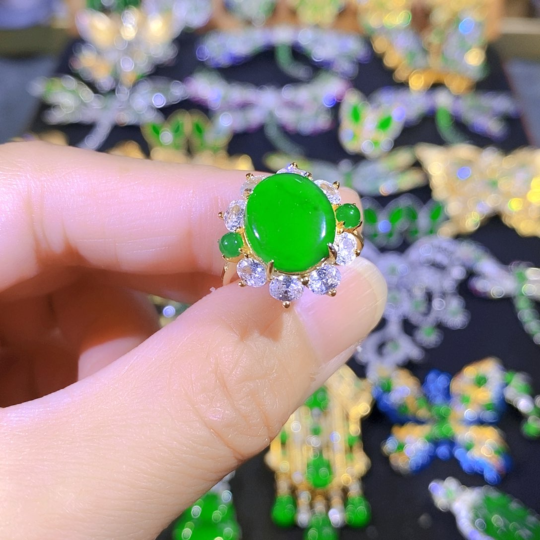 吊坠(不含链)银S925镶嵌翡翠