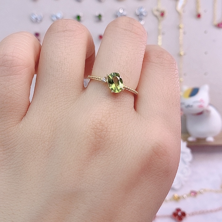 橄榄石戒指银S925镶嵌