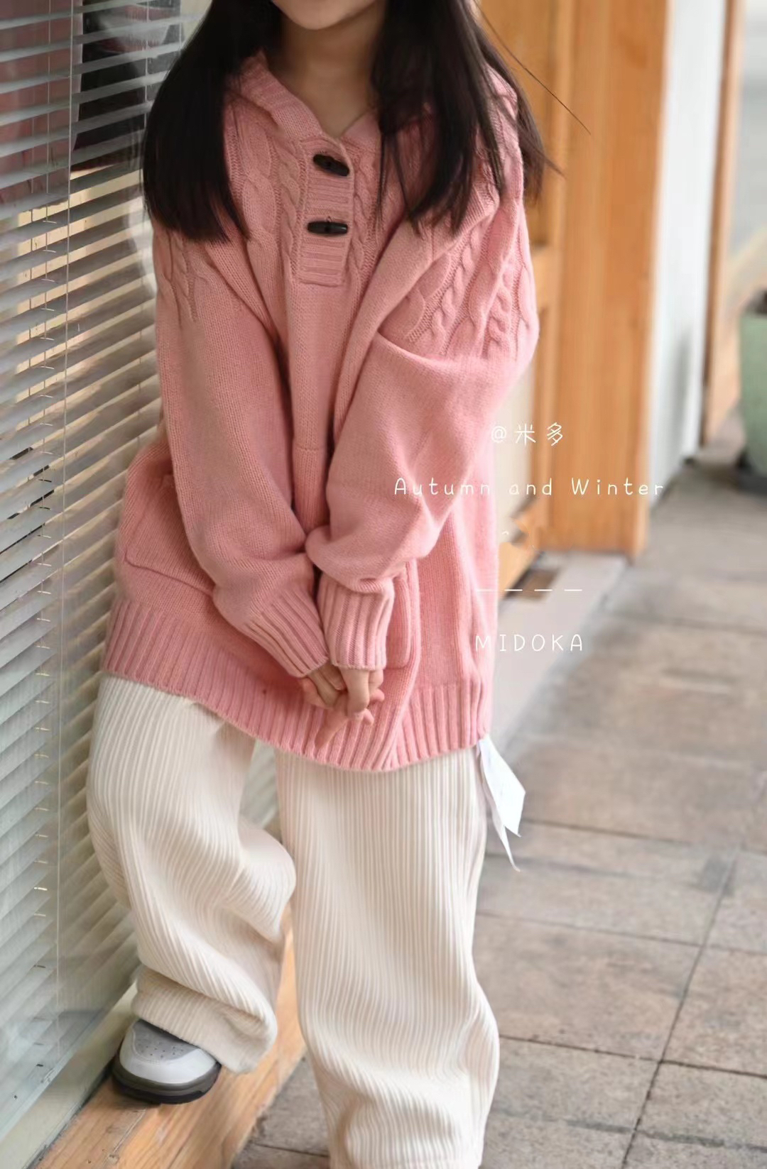 MD三股羊绒羊毛毛衣（粉色连帽）特价不退换