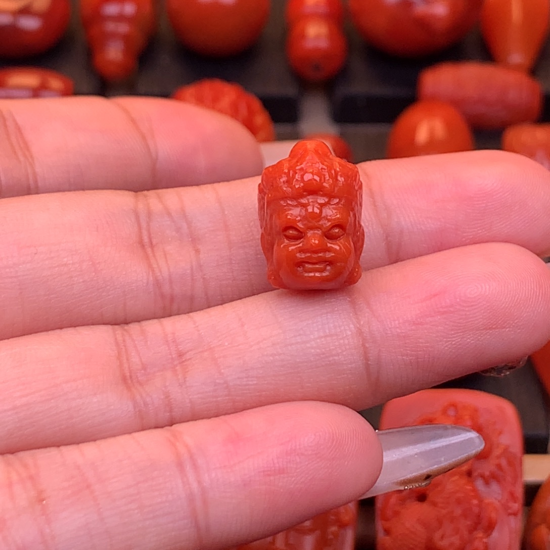 南红玛瑙未镶嵌保山精工货头黄财神11mm