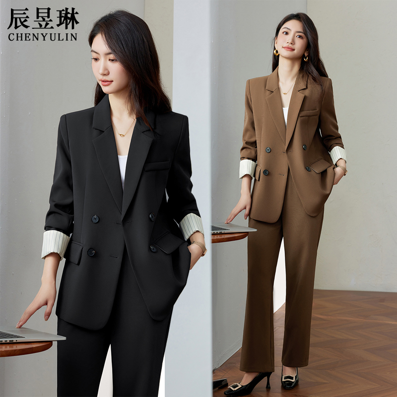 休闲西装套装女春秋2025新款播音主持人气质女神范职业装西服外套