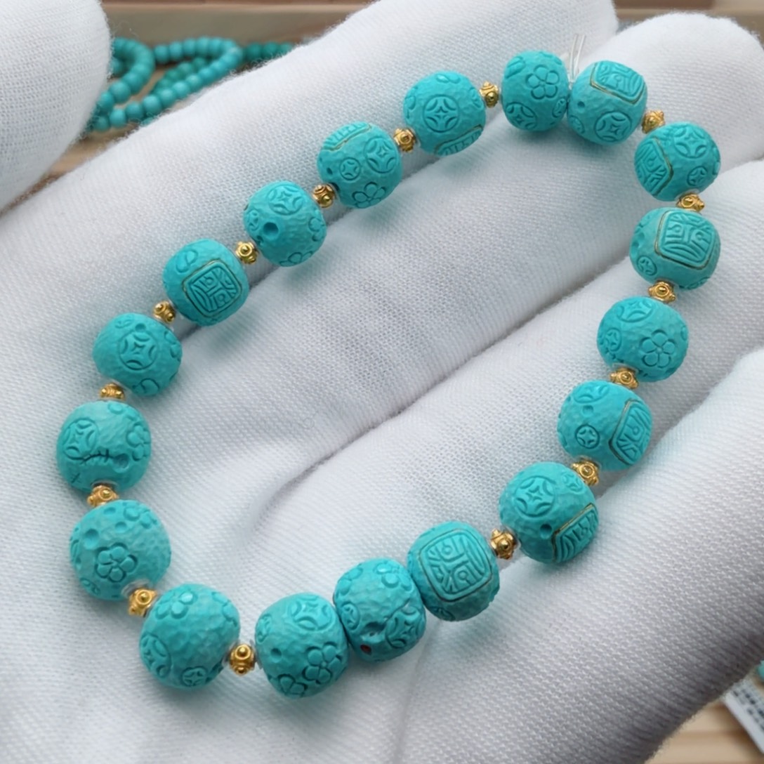 绿松石18K金镶嵌珠宝奇石