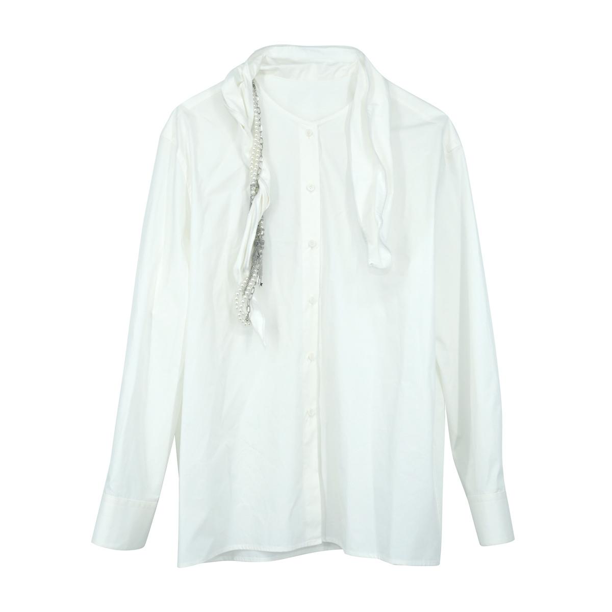 【顾文婷推荐】 YOUWEI有尾25 珠链定型丝巾领长袖衬衫 Y1625407