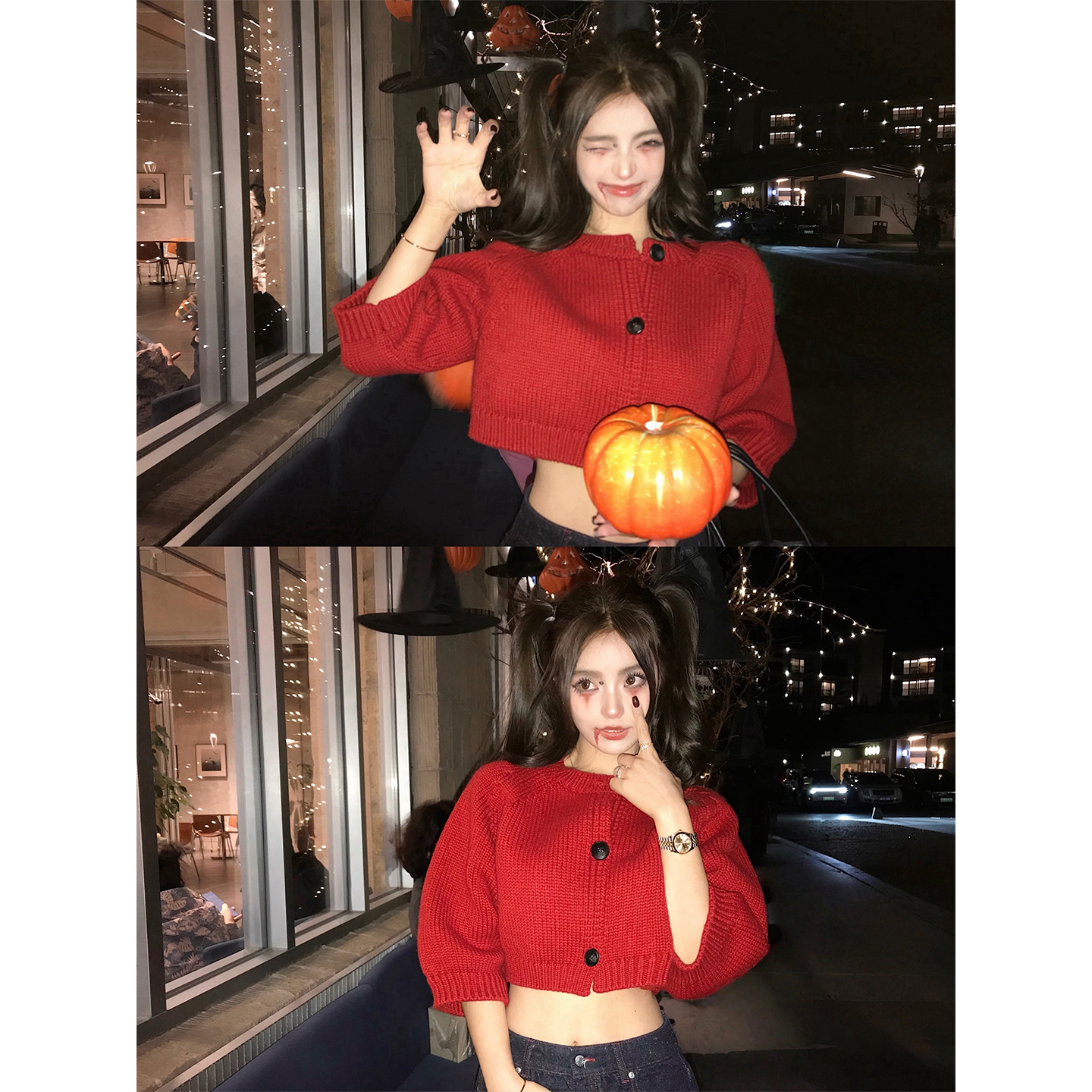 “时髦女爱豆”软糯亲肤35羊毛纱 韩系时髦七分袖针织小开衫