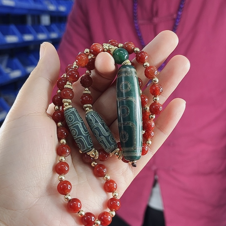 玛瑙项链未镶嵌丅66九目青稞贡 项链