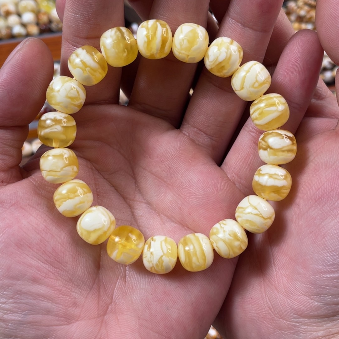 琥珀未镶嵌珠宝奇石12mm同料虎皮千层老邢手串