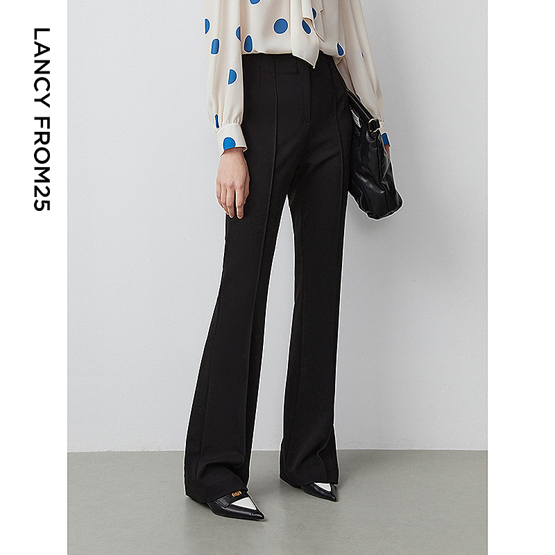 朗姿复古气质黑色西装裤子秋季新款短款西服上衣女女款