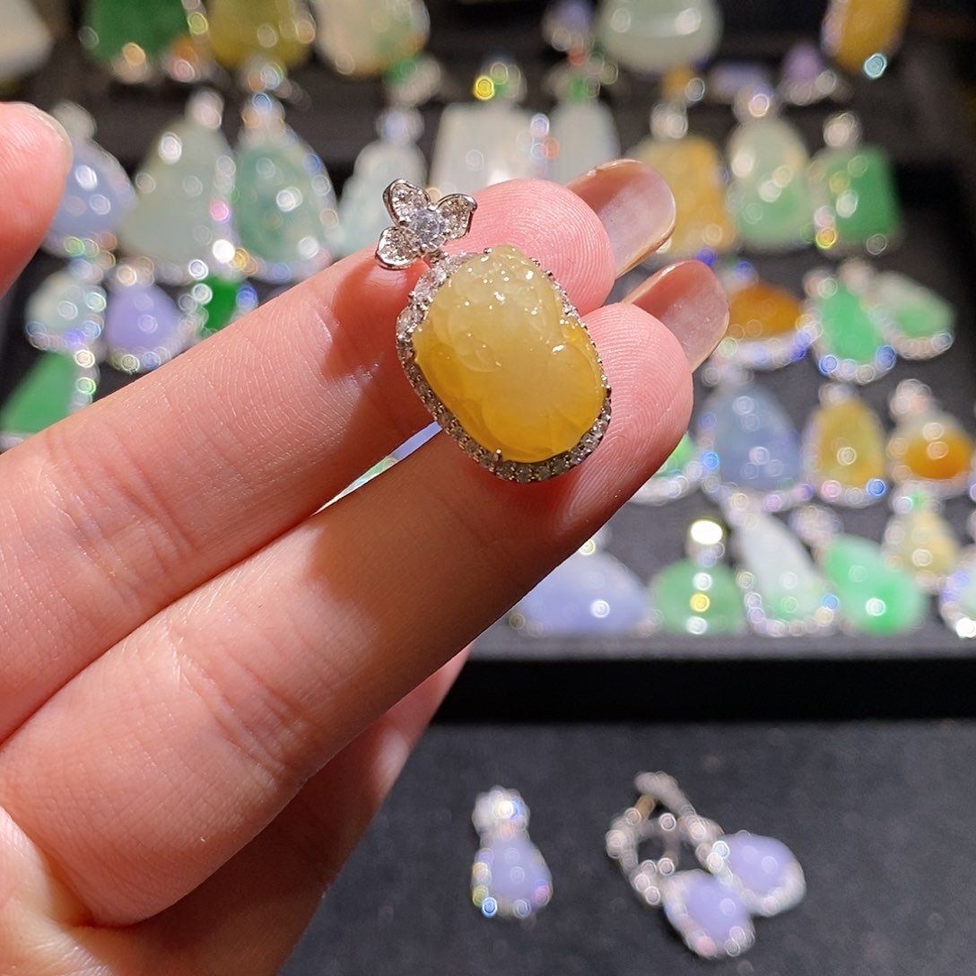 颈饰银S925镶嵌翡翠s*y天然翡翠