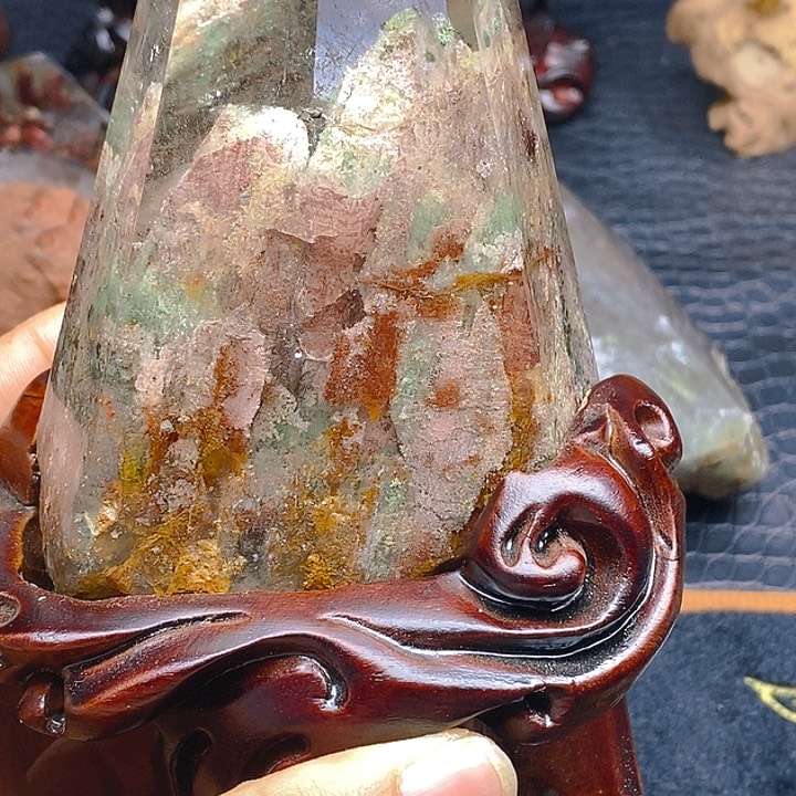 水晶幽灵摆件未镶嵌糯*