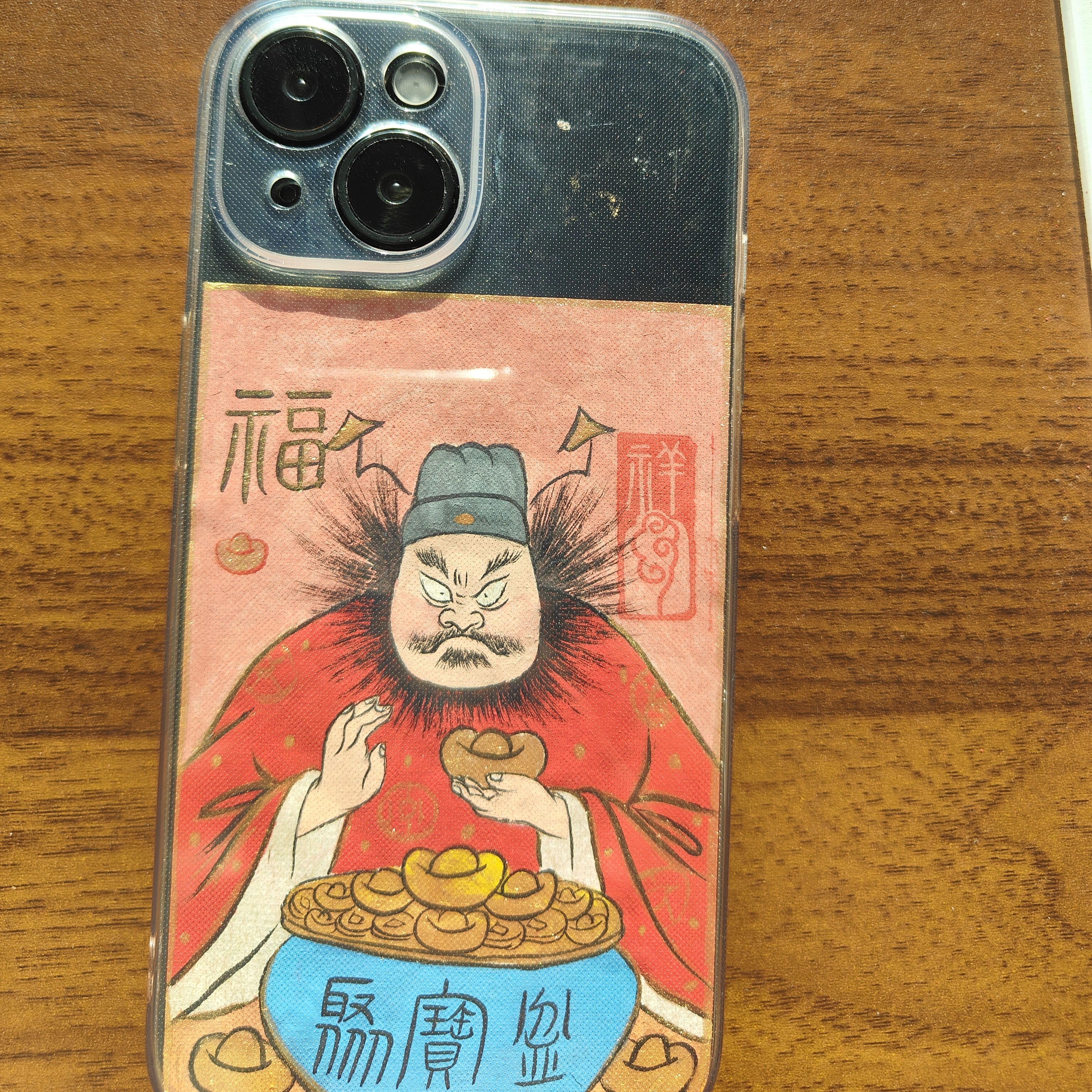 手机背画贴画，美院生现画朱~砂钟馗 (脚踏财云)，纳福招财，可定制