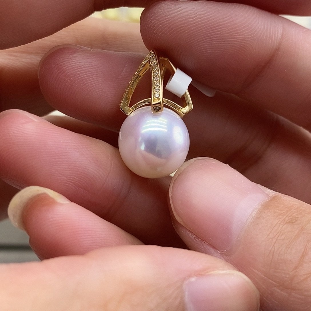 银S925镶嵌淡水珍珠吊坠(不含链)@@DS-EK003