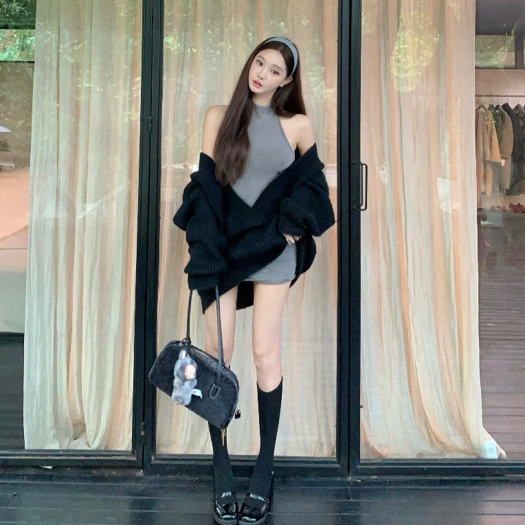 木光 纯欲韩系千金风毛衣连衣裙套装秋冬季高级感穿搭