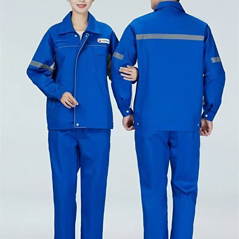 新款中石油蓝色网格春秋双层夏款防静电工作服耐磨耐脏油田劳保服