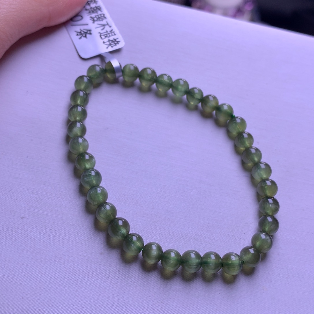 水晶手链未镶嵌猫眼绿磷灰5+