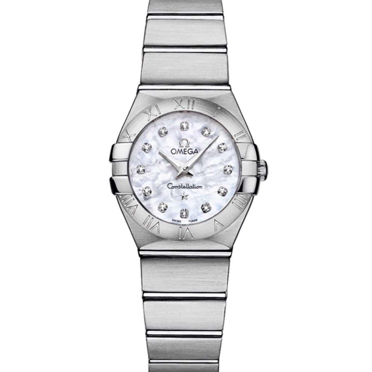 未使用 Omega/欧米茄 星座系列/女表/24mm/石英/全钢贝母