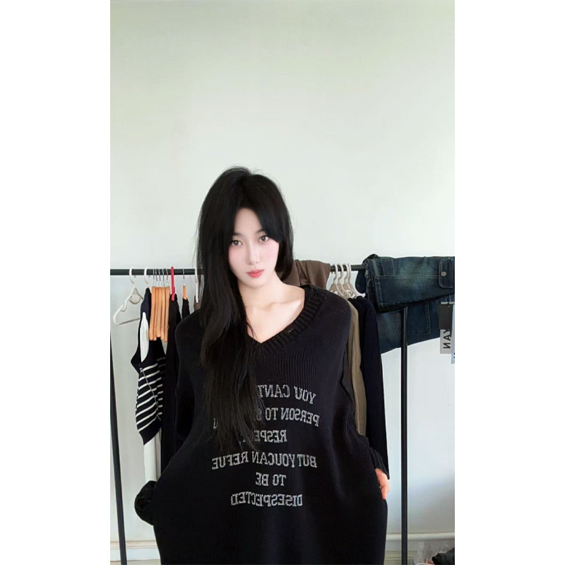 宽松长袖中长款常规秋冬毛针织衫秋季百搭针织衫套头