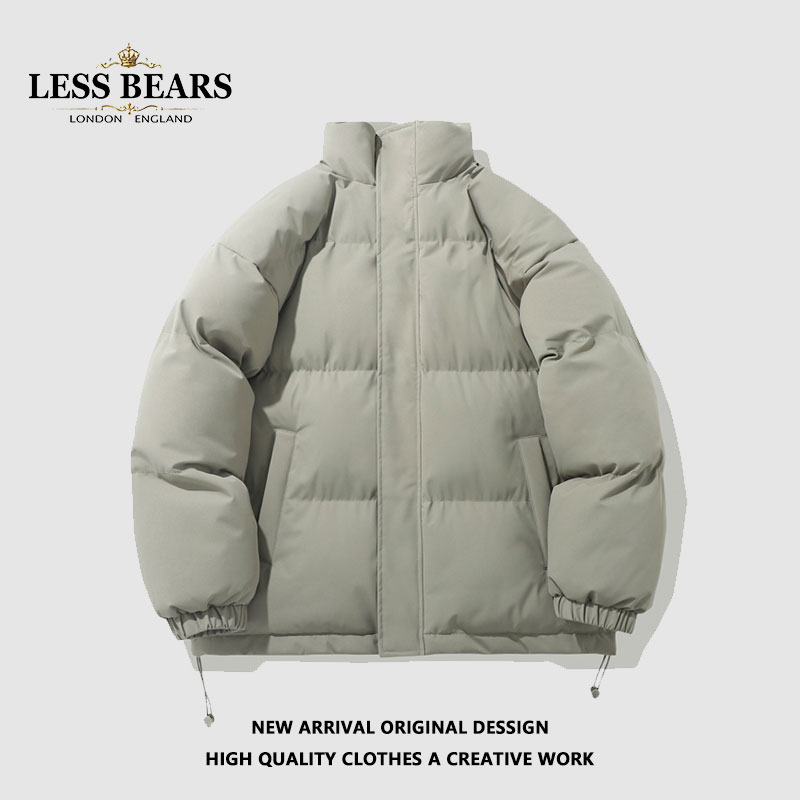 LESSBEARS百搭加厚棉衣服情侣立领韩版男款冬季潮流保暖外套夹克