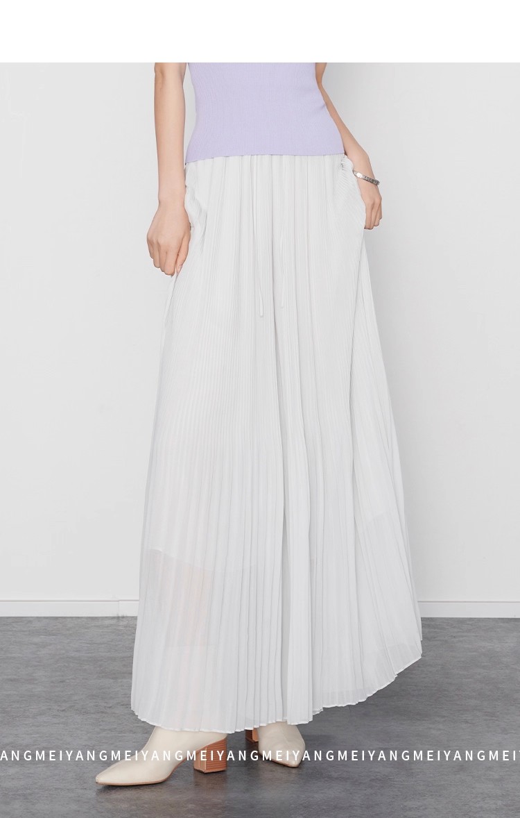 美洋MEIYANG【现货】风琴裙裤 仙气飘飘灵动百褶腰超阔休闲长裤