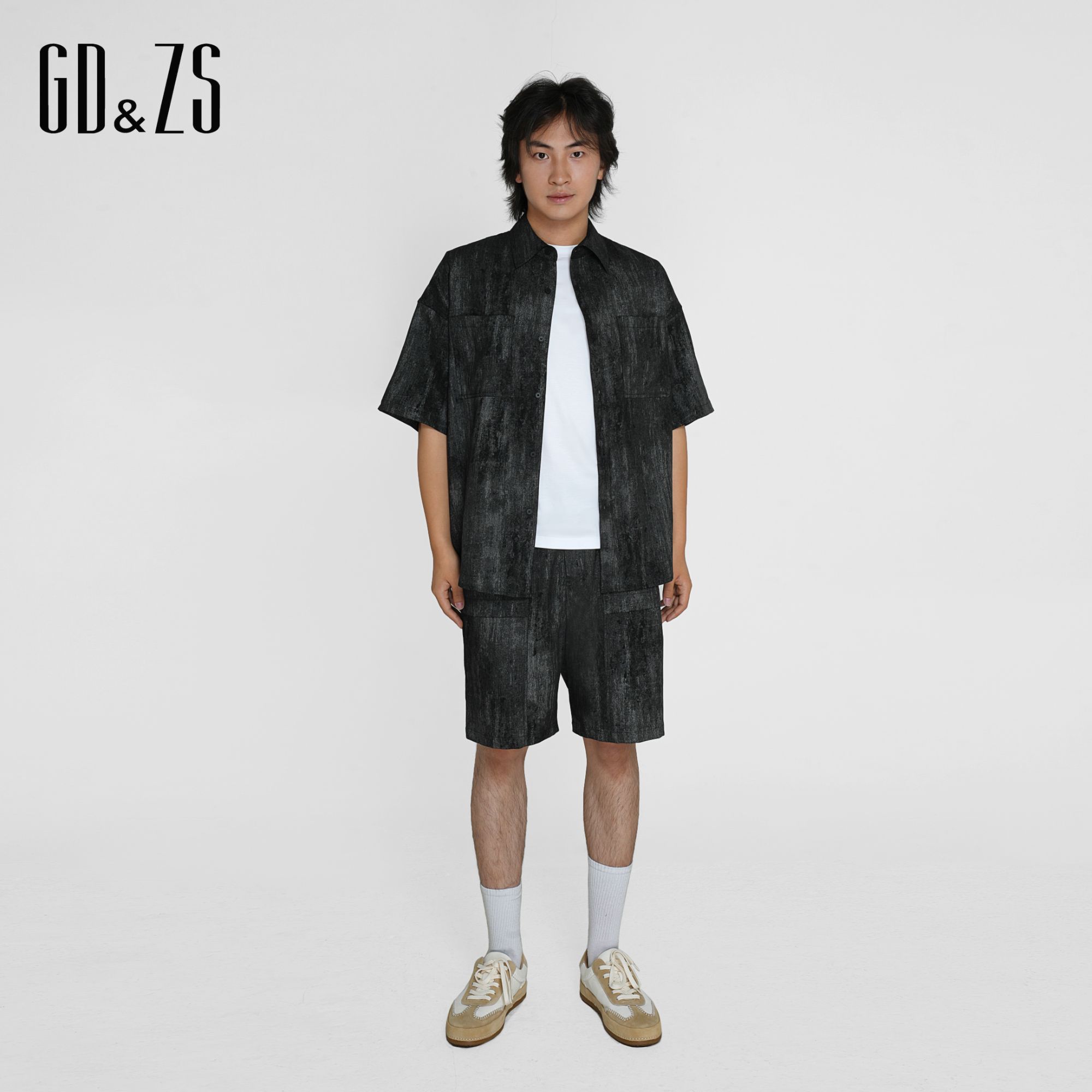 GDZS格度佐致夏季衬衫短袖休闲运动套装春夏硬汉风宽松RBBGE1076