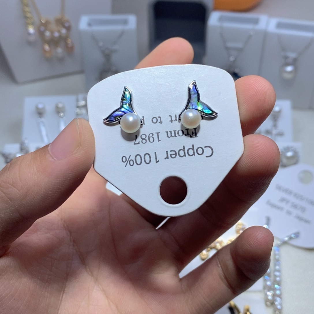 银S925镶嵌耳饰淡水珍珠