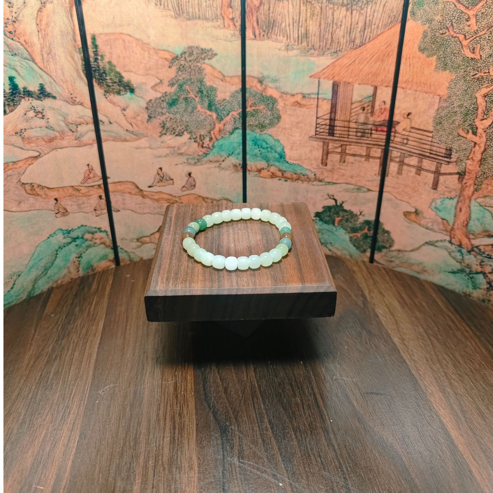 K和田玉多宝圆珠手串（卡8）0447