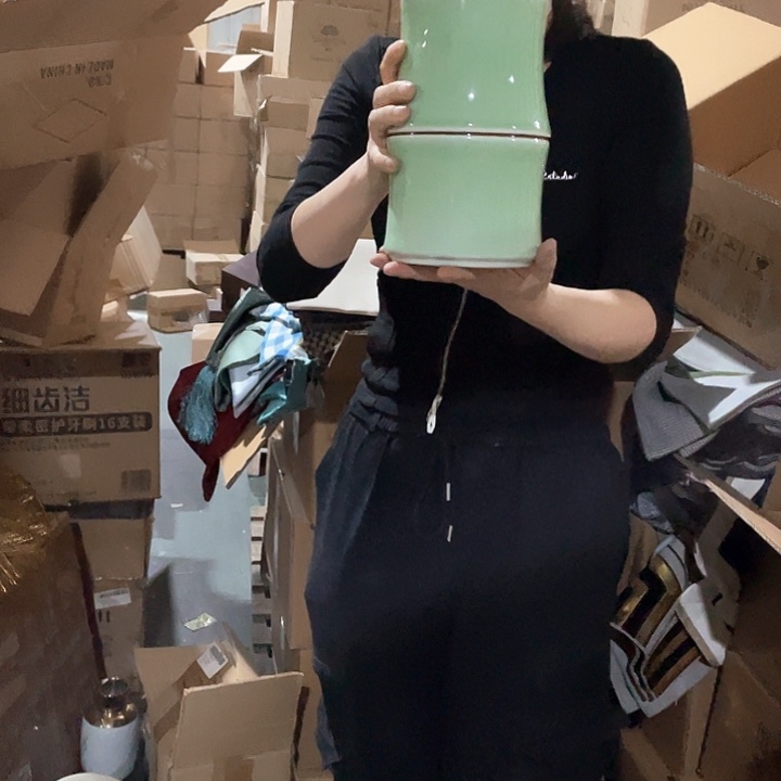 陶瓷花瓶，仿真绿植。