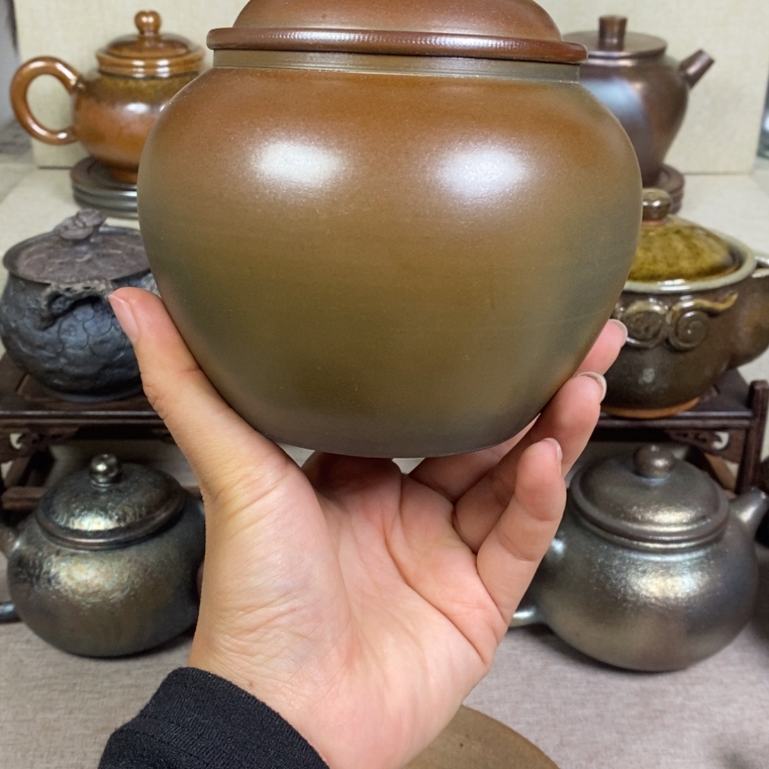 建水紫陶柴烧醒茶罐